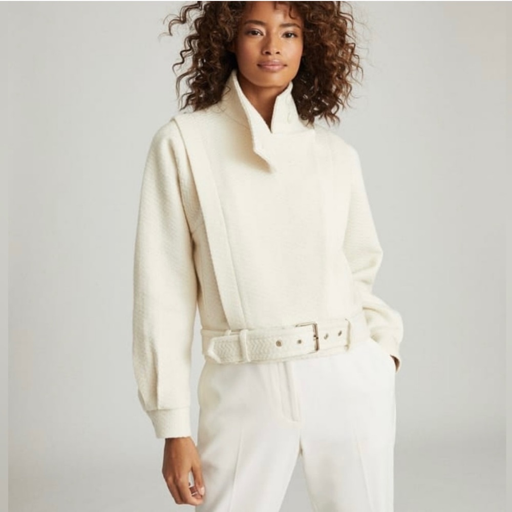 Reiss Cream Belted Jacket - Picture 3 of 11